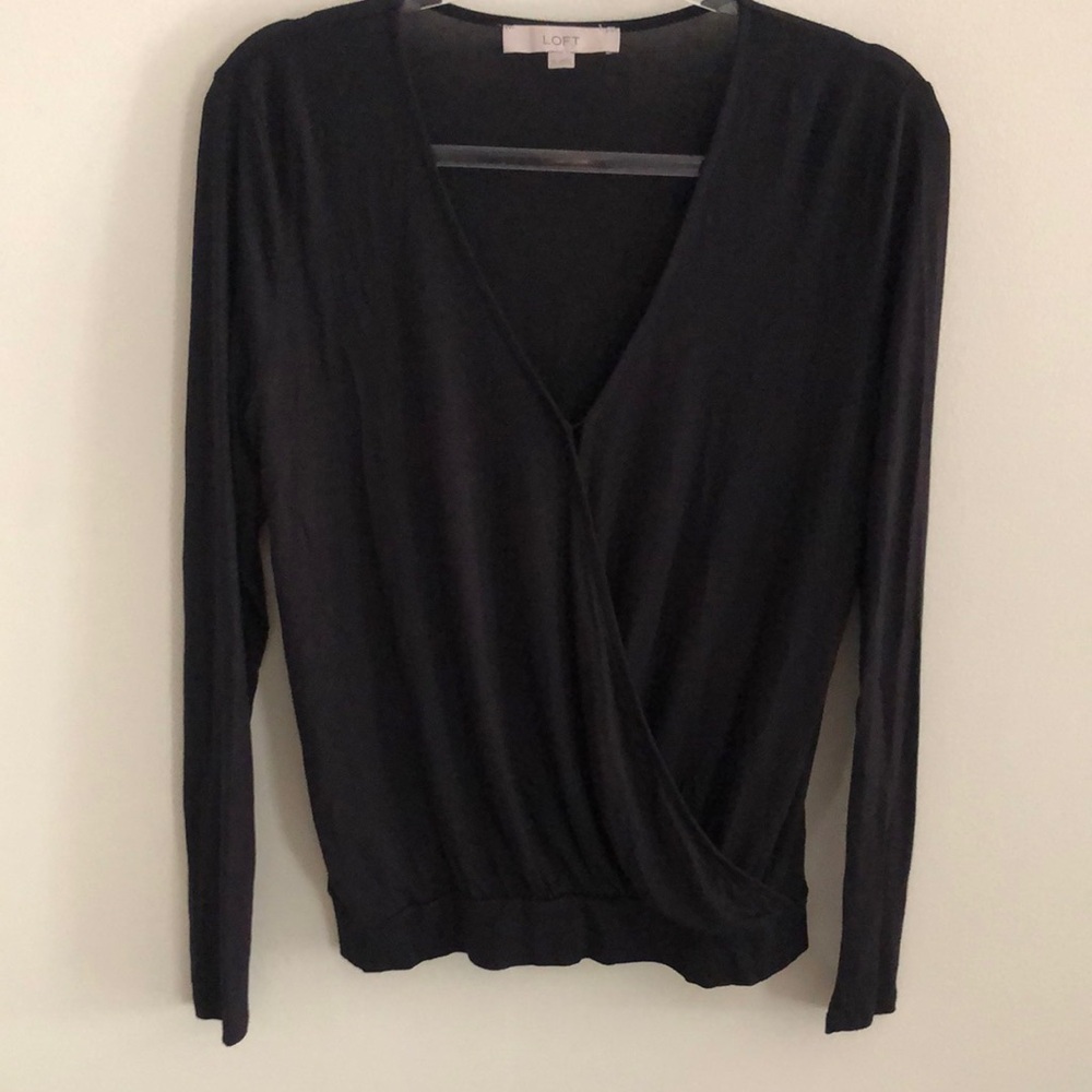LOFT Elegant Black Wrap Top